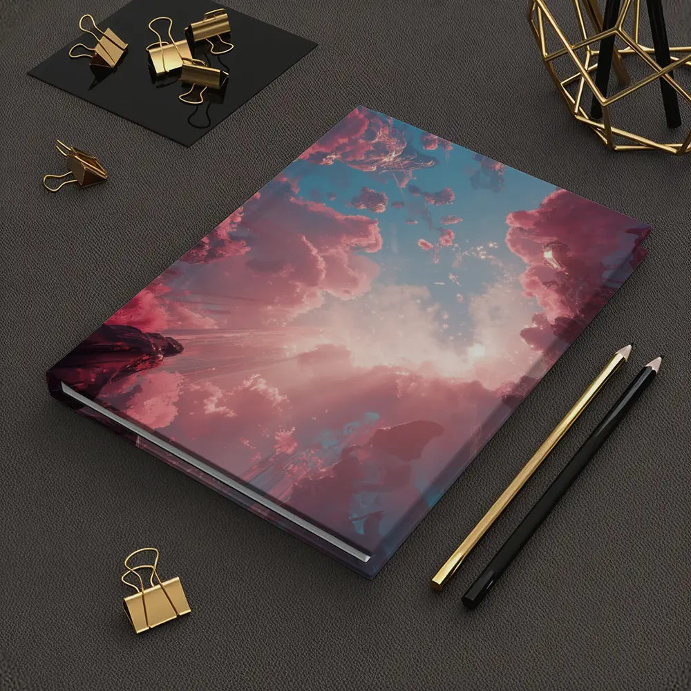 Pink Fantasy Sky Surreal Crystal Landscape – Notebooks