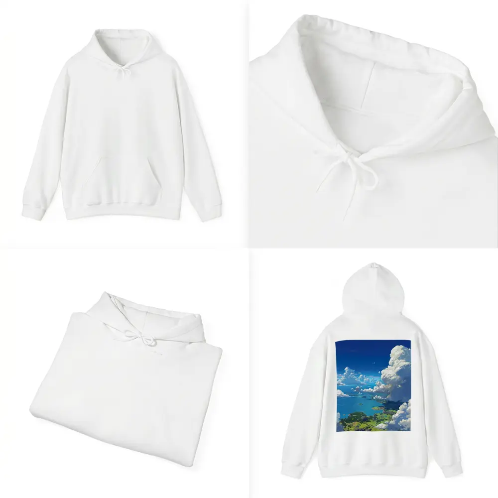 Anime Aerial View Islands Blue Sky Clouds – Hoodies