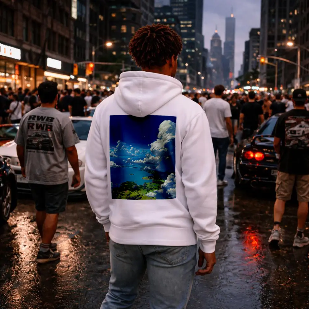 Anime Aerial View Islands Blue Sky Clouds – Hoodies