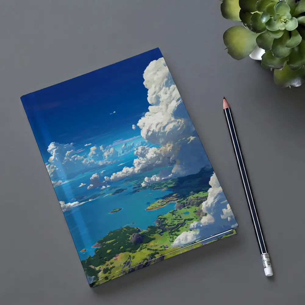 Anime Aerial View Islands Blue Sky Clouds – Notebooks