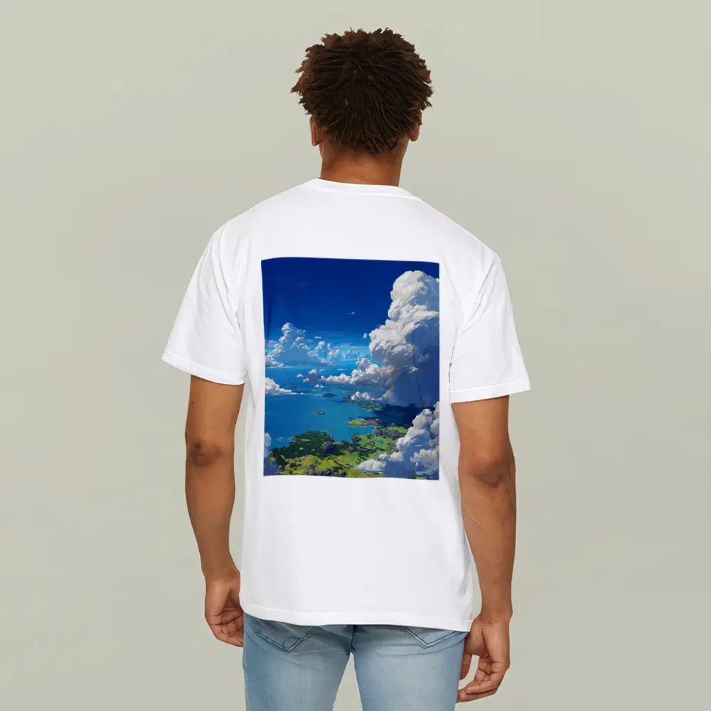 Anime Aerial View Islands Blue Sky Clouds – T-Shirts