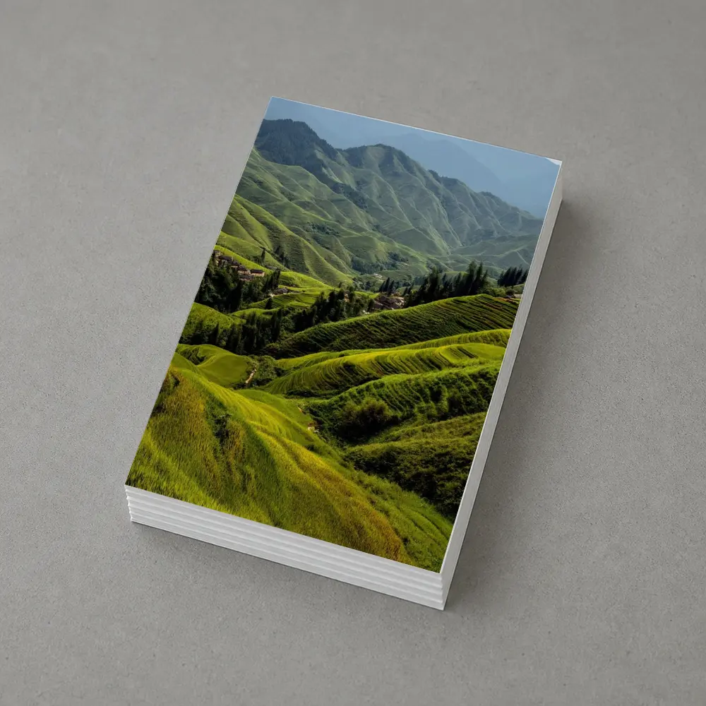 Green Rice Fields Terraced Mountain Landscape China – Postcards