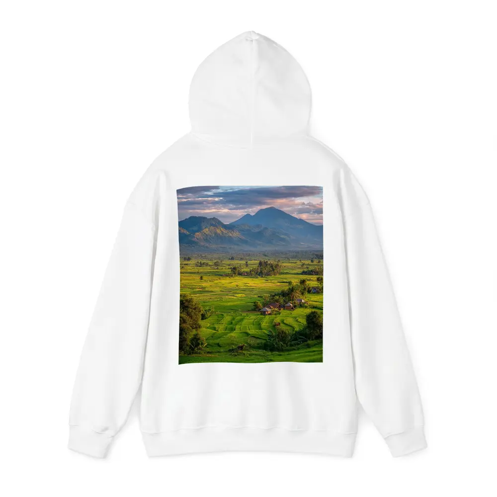 Green Rice Fields Mountain Sunset Landscape – Hoodies