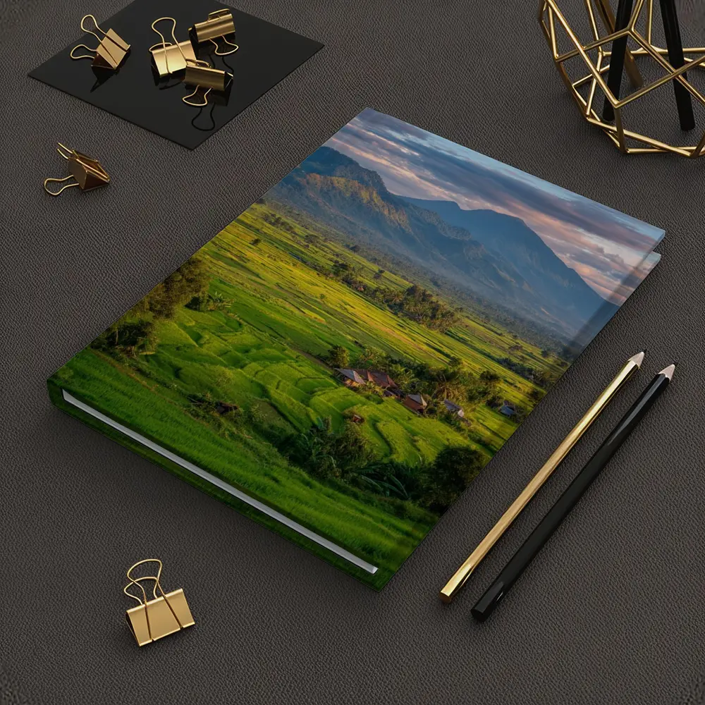 Green Rice Fields Mountain Sunset Landscape – Notebooks