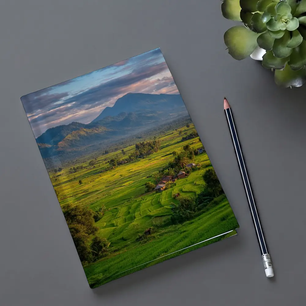 Green Rice Fields Mountain Sunset Landscape – Notebooks