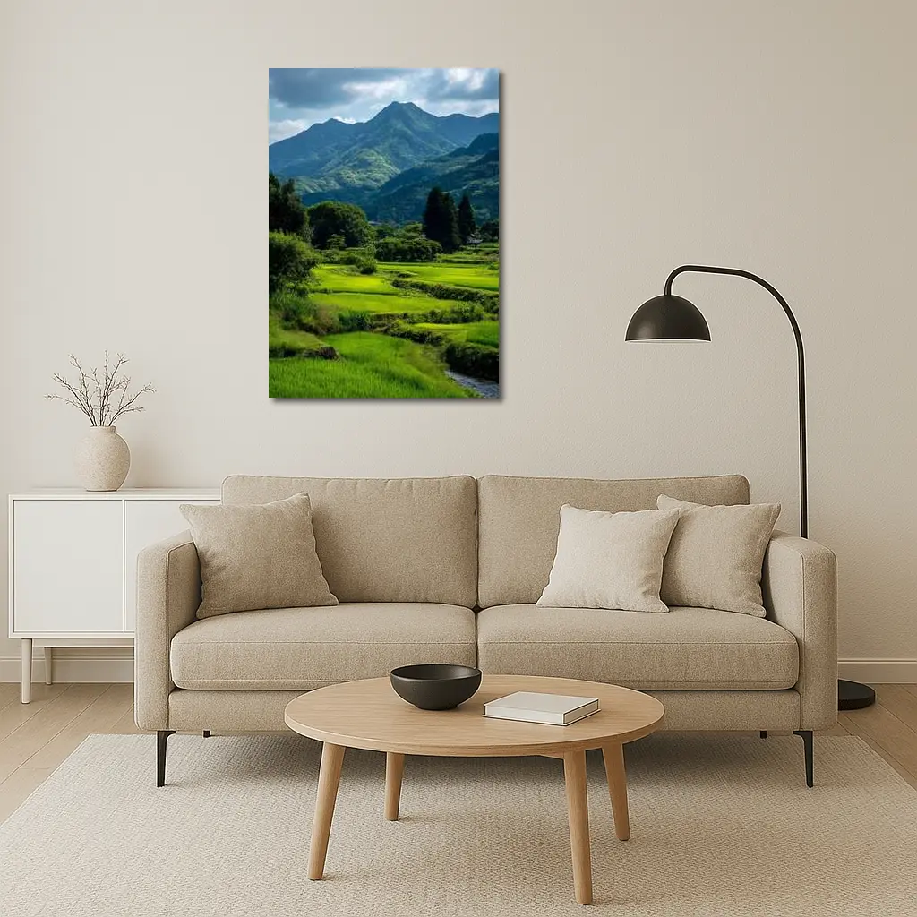 Japanese Rice Fields Mountain Landscape Photography – Wall Art