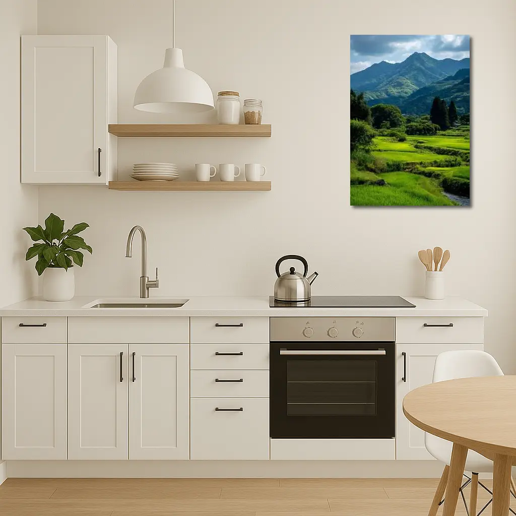 Japanese Rice Fields Mountain Landscape Photography – Wall Art