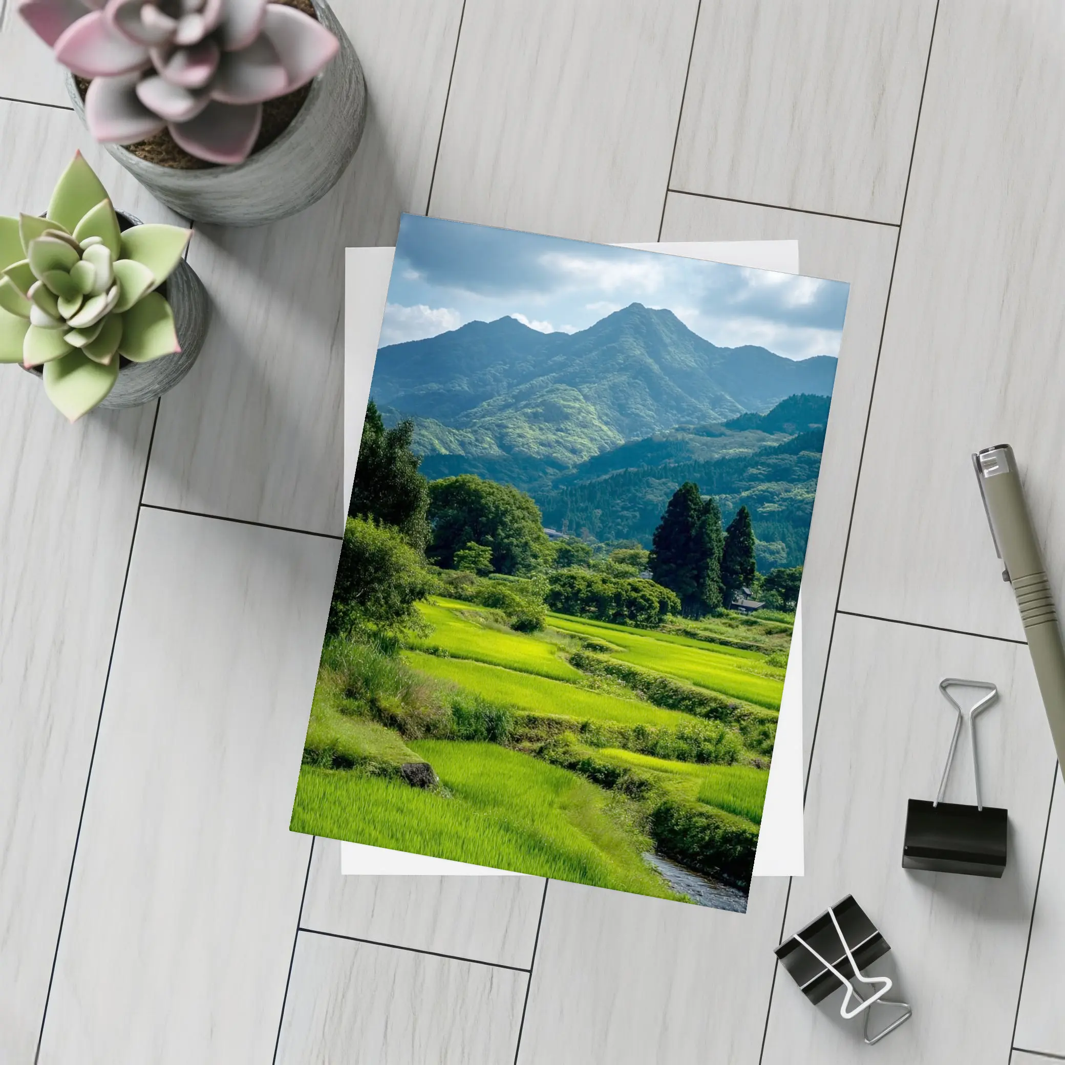 Japanese Rice Fields Mountain Landscape Photography – Postcards