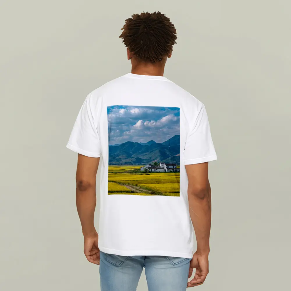 Golden Rice Fields Mountains Rural China – T-Shirts