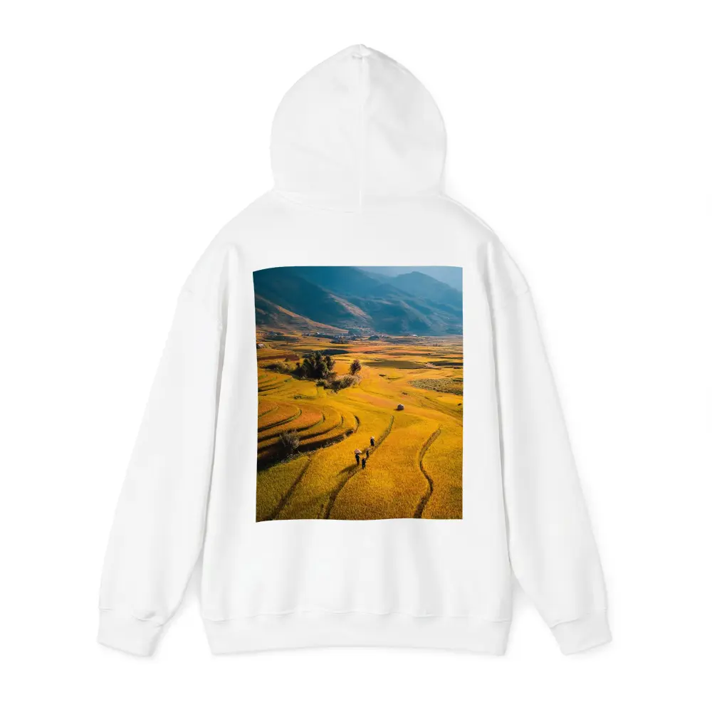 Golden Rice Fields Aerial Mountain Valley View – Hoodies