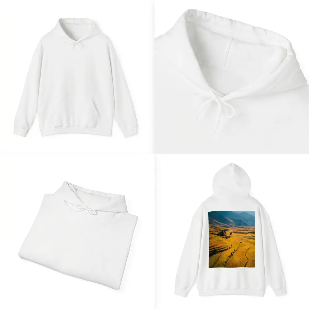 Golden Rice Fields Aerial Mountain Valley View – Hoodies