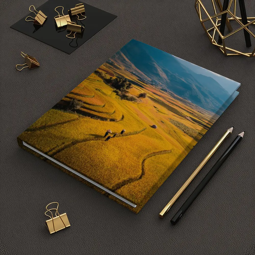 Golden Rice Fields Aerial Mountain Valley View – Notebooks