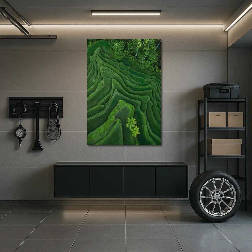 Aerial Green Rice Fields Bali Terraces – Wall Art