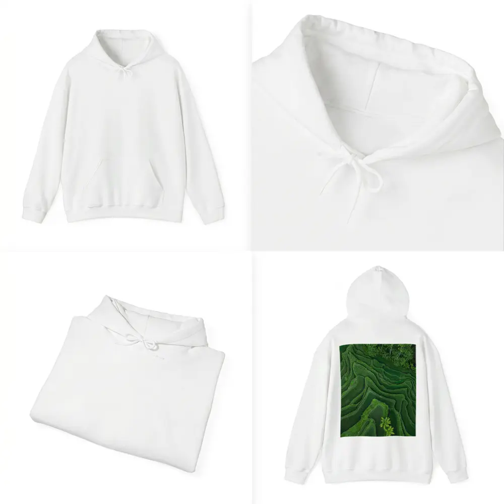 Aerial Green Rice Fields Bali Terraces – Hoodies