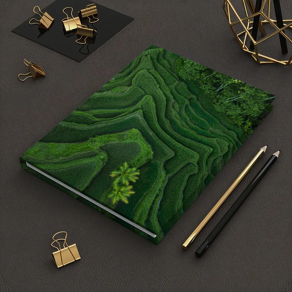Aerial Green Rice Fields Bali Terraces – Notebooks