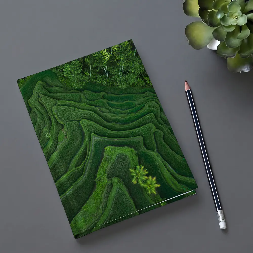 Aerial Green Rice Fields Bali Terraces – Notebooks