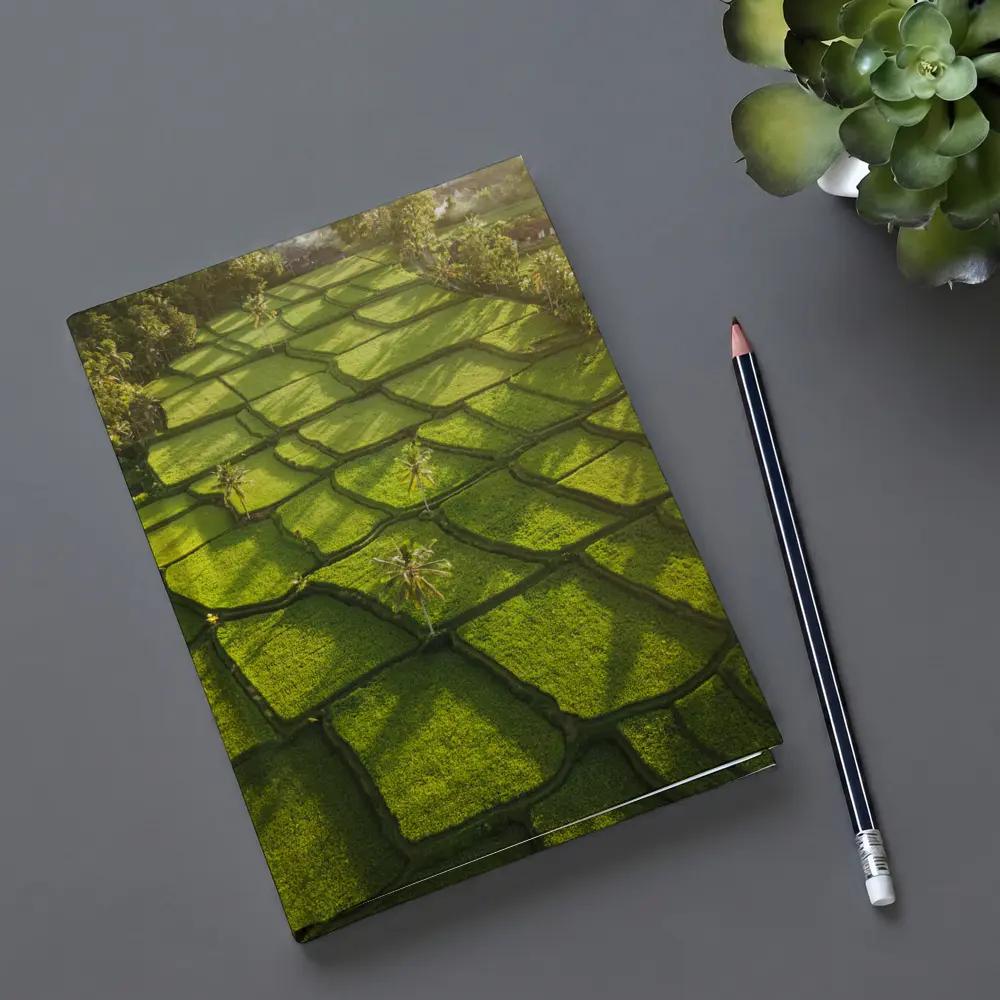 Aerial Rice Fields Green Tropical Landscape – Notebooks