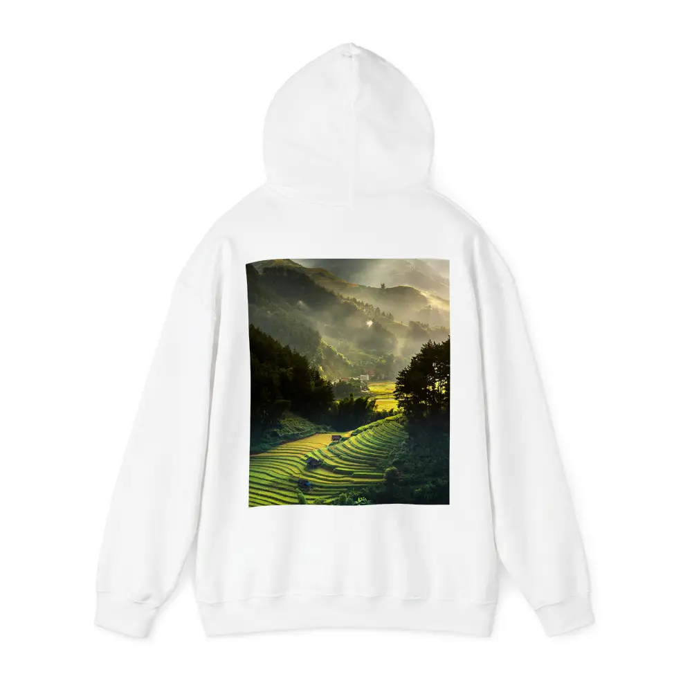 Rice Fields Terraces Golden Misty Mountain Valley – Hoodies