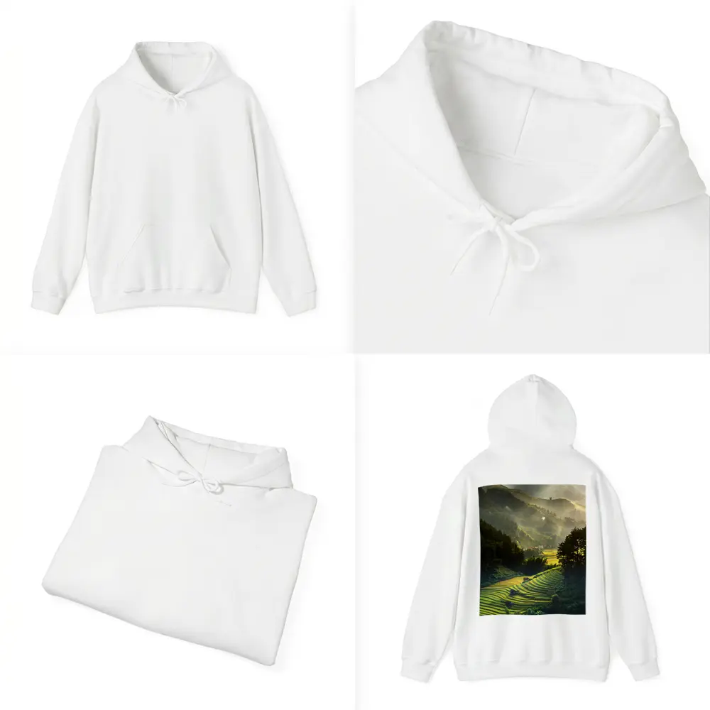 Rice Fields Terraces Golden Misty Mountain Valley – Hoodies