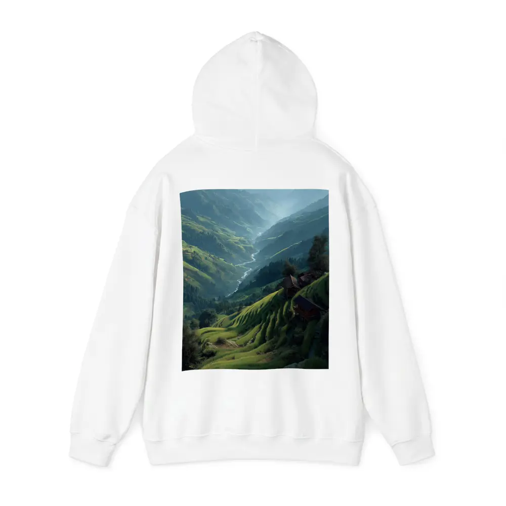 Green Rice Fields Valley Mountain Landscape – Hoodies