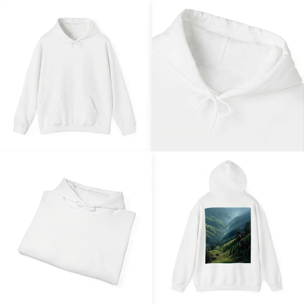 Green Rice Fields Valley Mountain Landscape – Hoodies