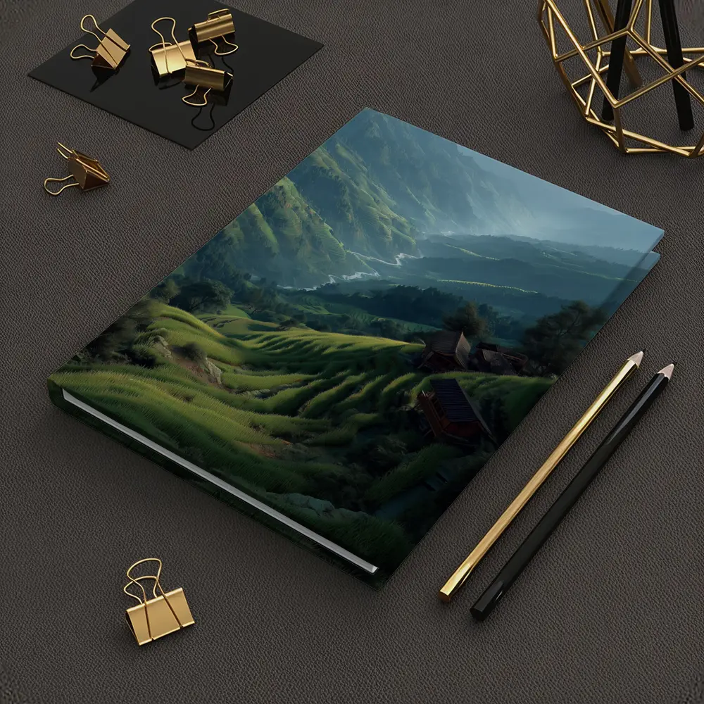 Green Rice Fields Valley Mountain Landscape – Notebooks