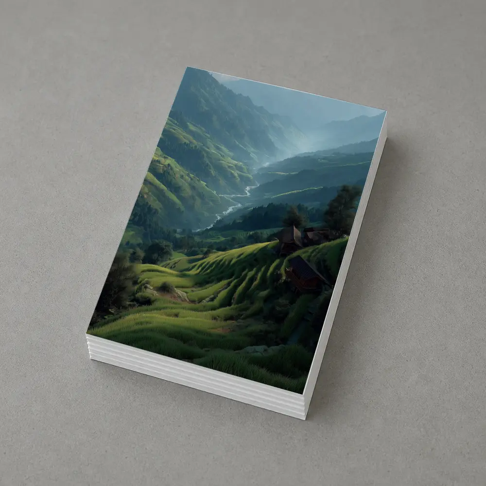 Green Rice Fields Valley Mountain Landscape – Postcards