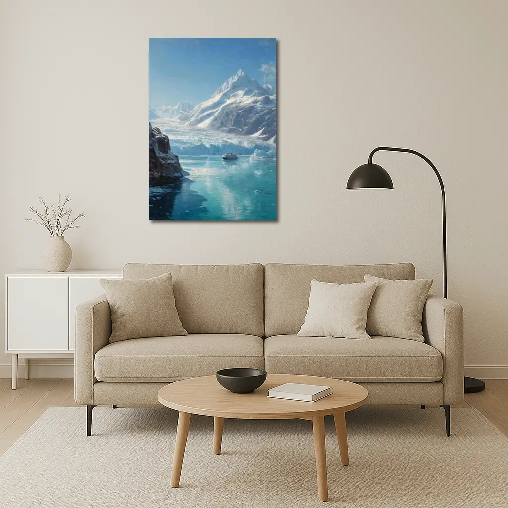Cruise Ship Glacier Bay Alaska Oil Painting – Wall Art