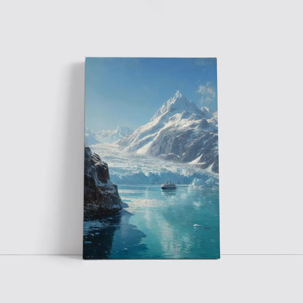 Cruise Ship Glacier Bay Alaska Oil Painting – Wall Art