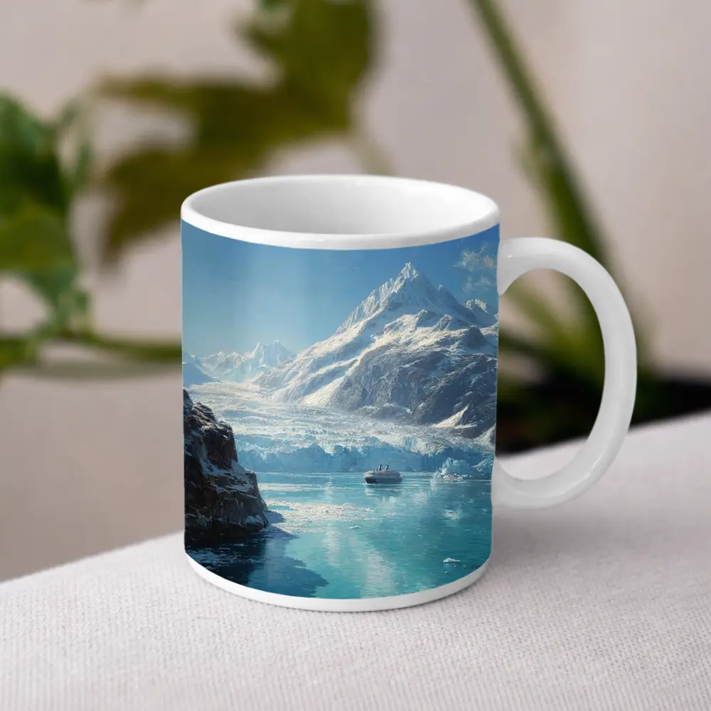 Cruise Ship Glacier Bay Alaska Oil Painting – Mugs