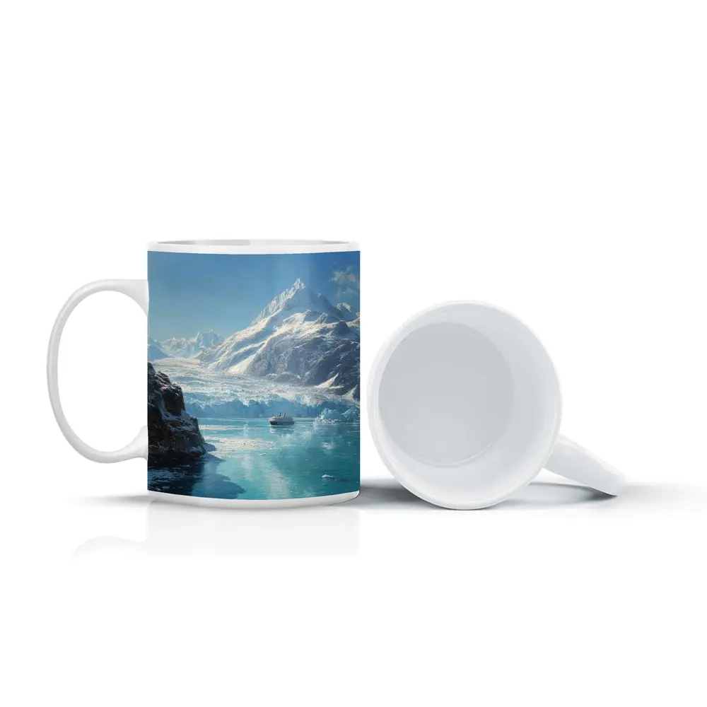 Cruise Ship Glacier Bay Alaska Oil Painting – Mugs