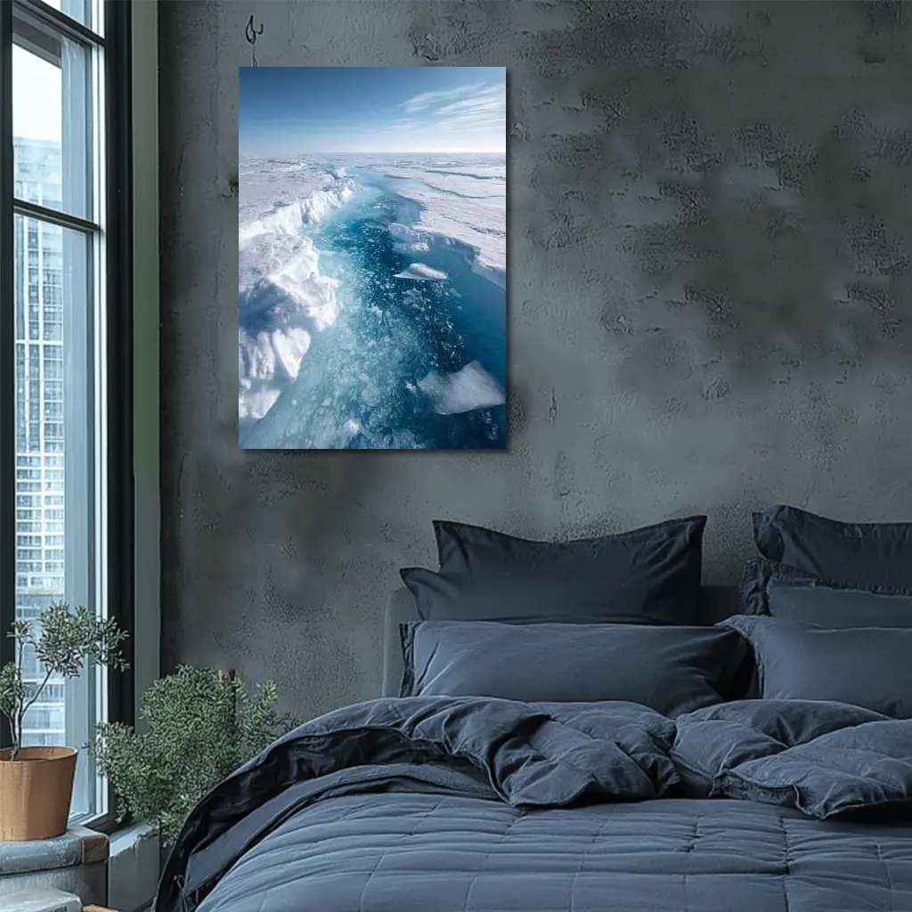Arctic Ice Sheet Cracking Blue Frozen Landscape – Wall Art