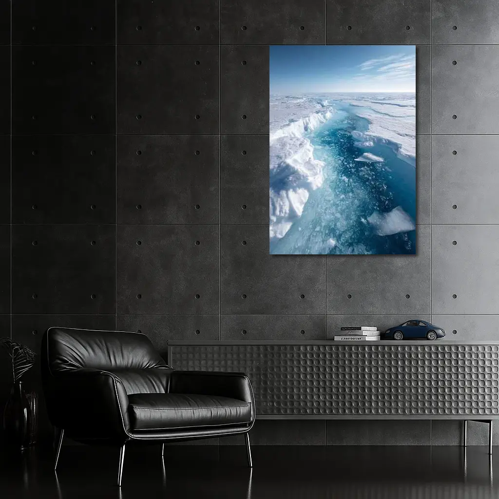 Arctic Ice Sheet Cracking Blue Frozen Landscape – Wall Art