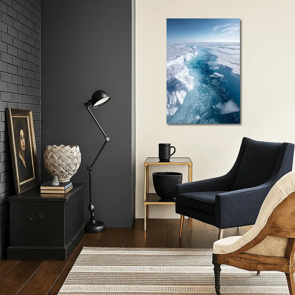 Arctic Ice Sheet Cracking Blue Frozen Landscape – Wall Art