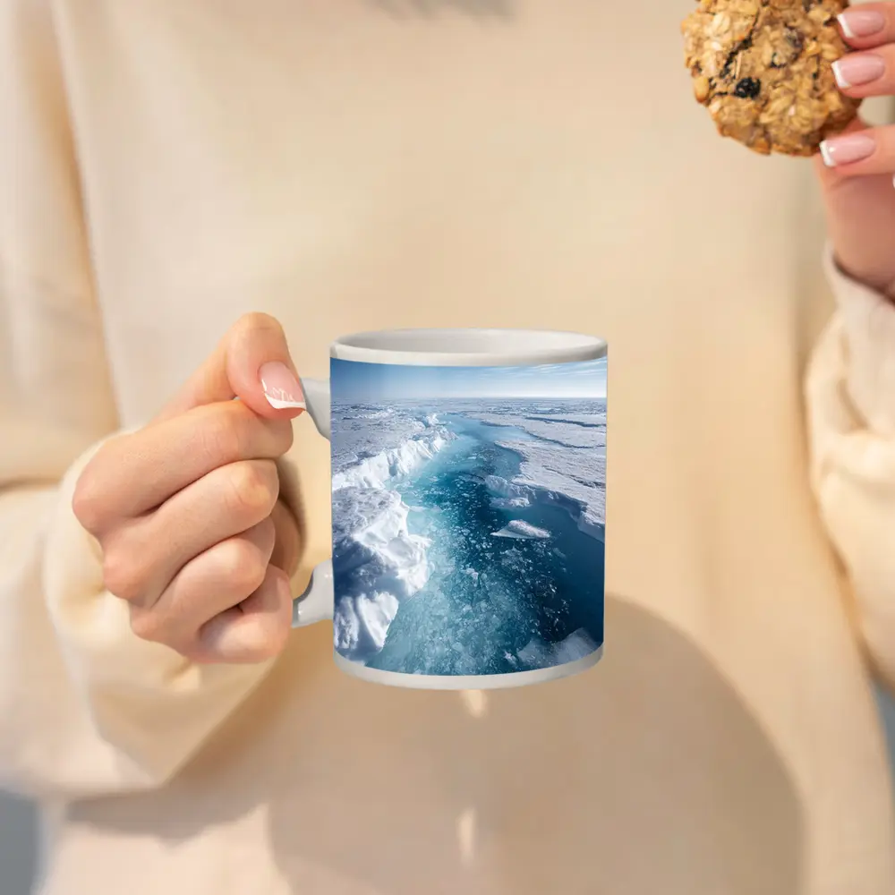 Arctic Ice Sheet Cracking Blue Frozen Landscape – Mugs