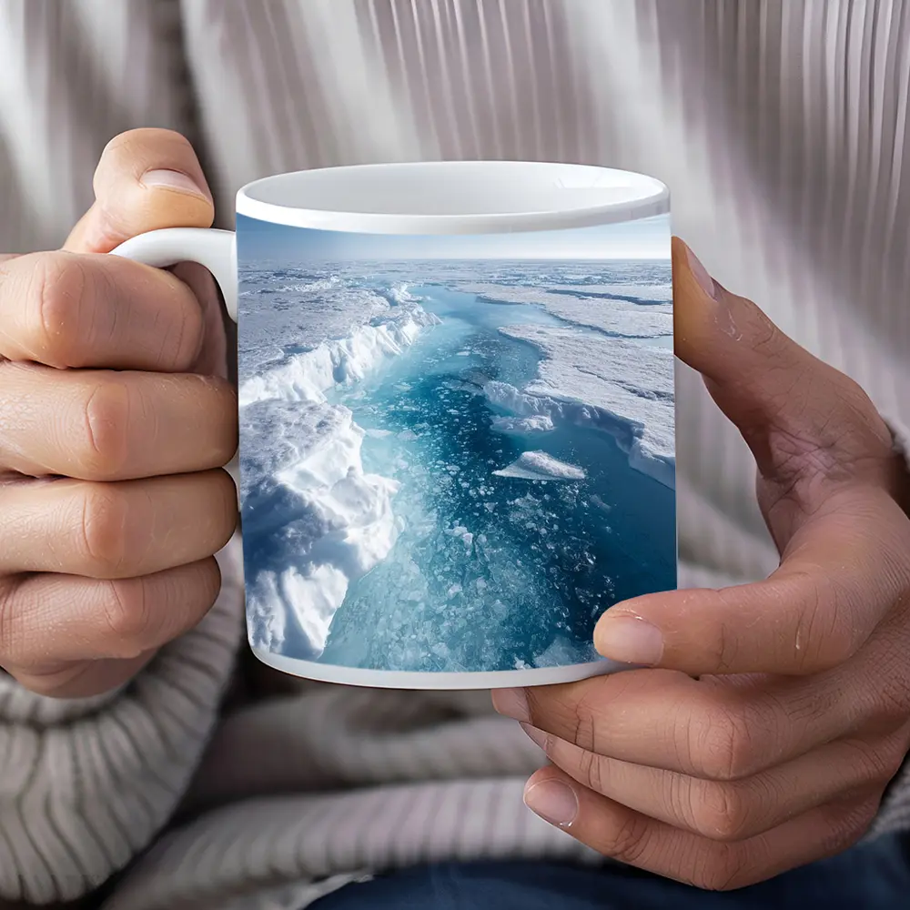 Arctic Ice Sheet Cracking Blue Frozen Landscape – Mugs