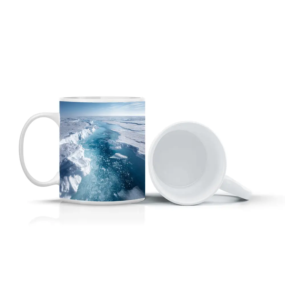 Arctic Ice Sheet Cracking Blue Frozen Landscape – Mugs
