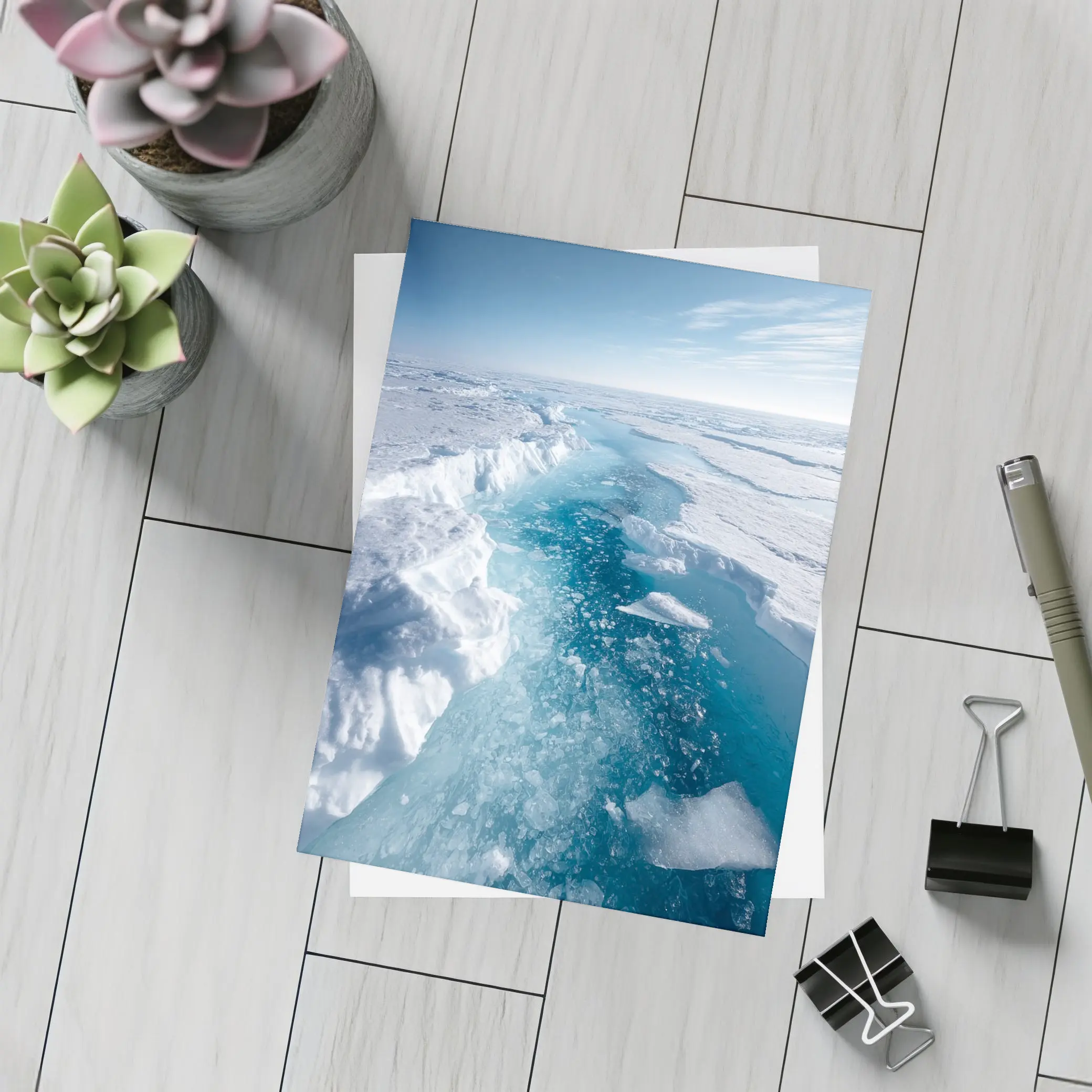 Arctic Ice Sheet Cracking Blue Frozen Landscape – Postcards