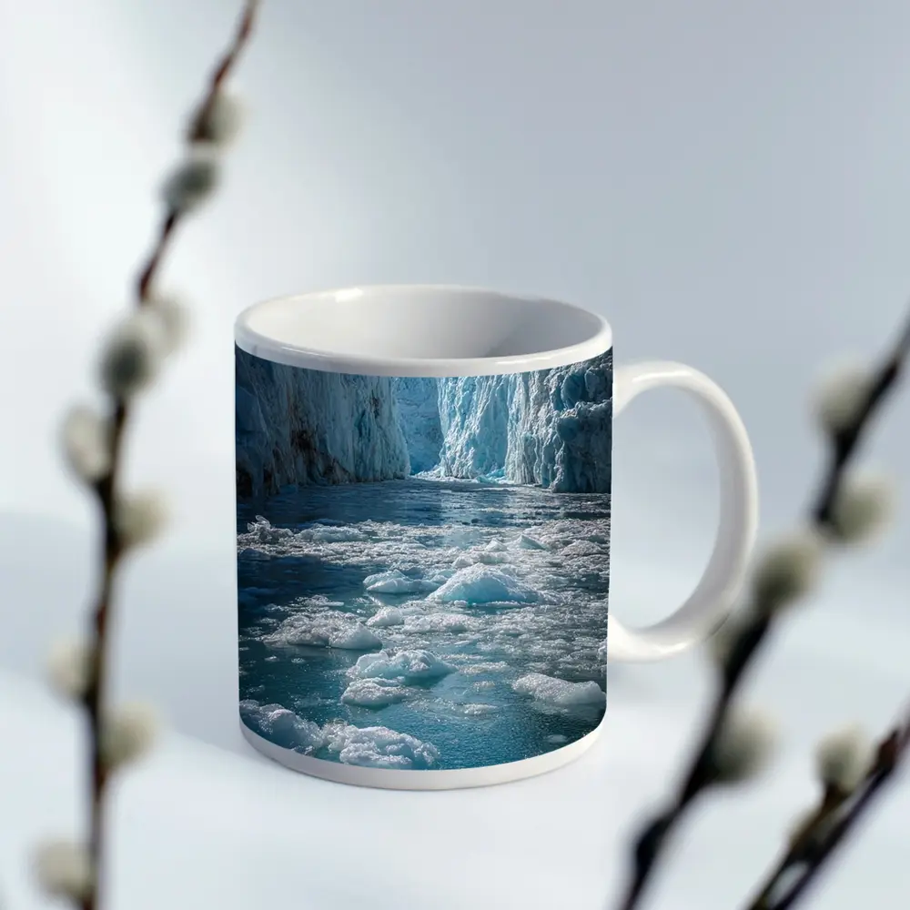 Glacier Calving Into Icy Blue Waters – Mugs