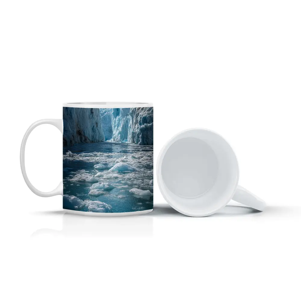 Glacier Calving Into Icy Blue Waters – Mugs