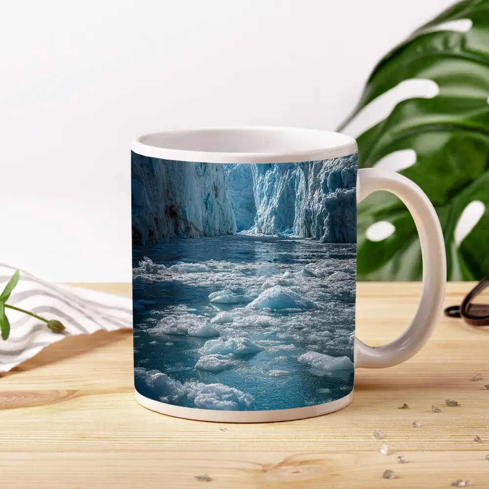 Glacier Calving Into Icy Blue Waters – Mugs