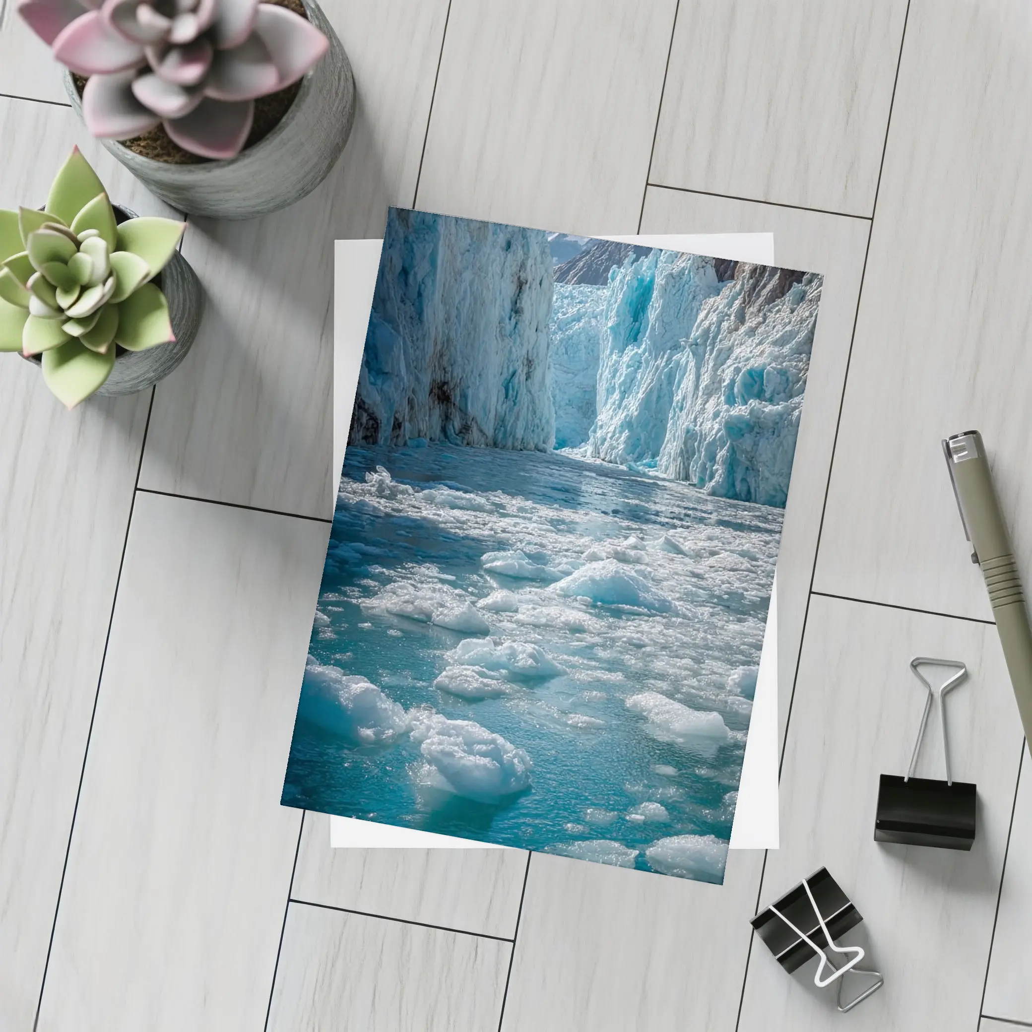 Glacier Calving Into Icy Blue Waters – Postcards