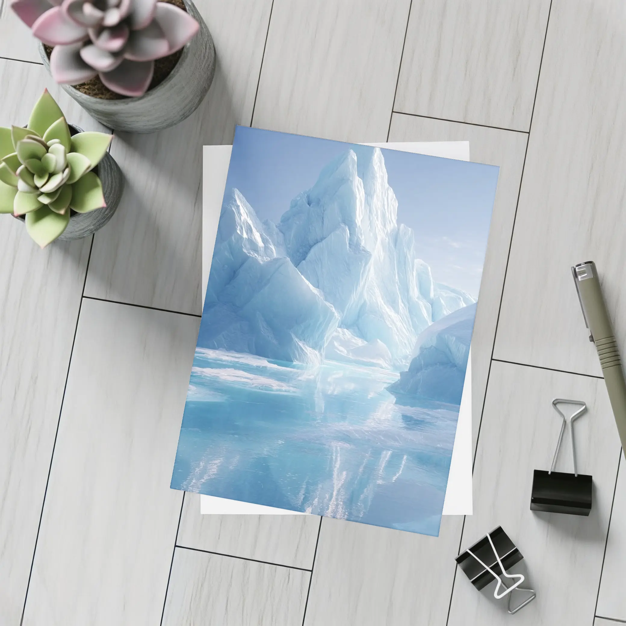Iceberg Reflection Arctic Blue Glacial Waters – Postcards