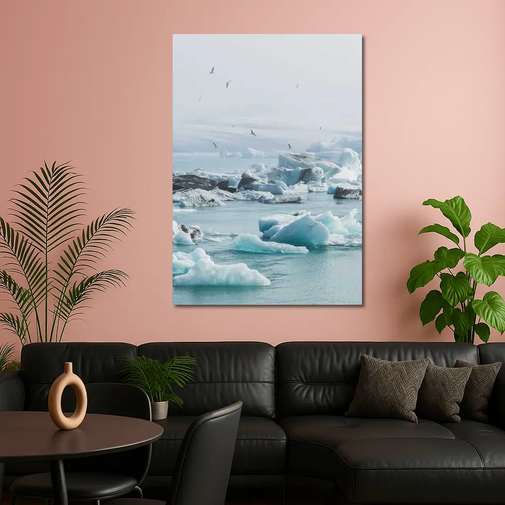 Icebergs Floating in Glacial Arctic Waters – Wall Art