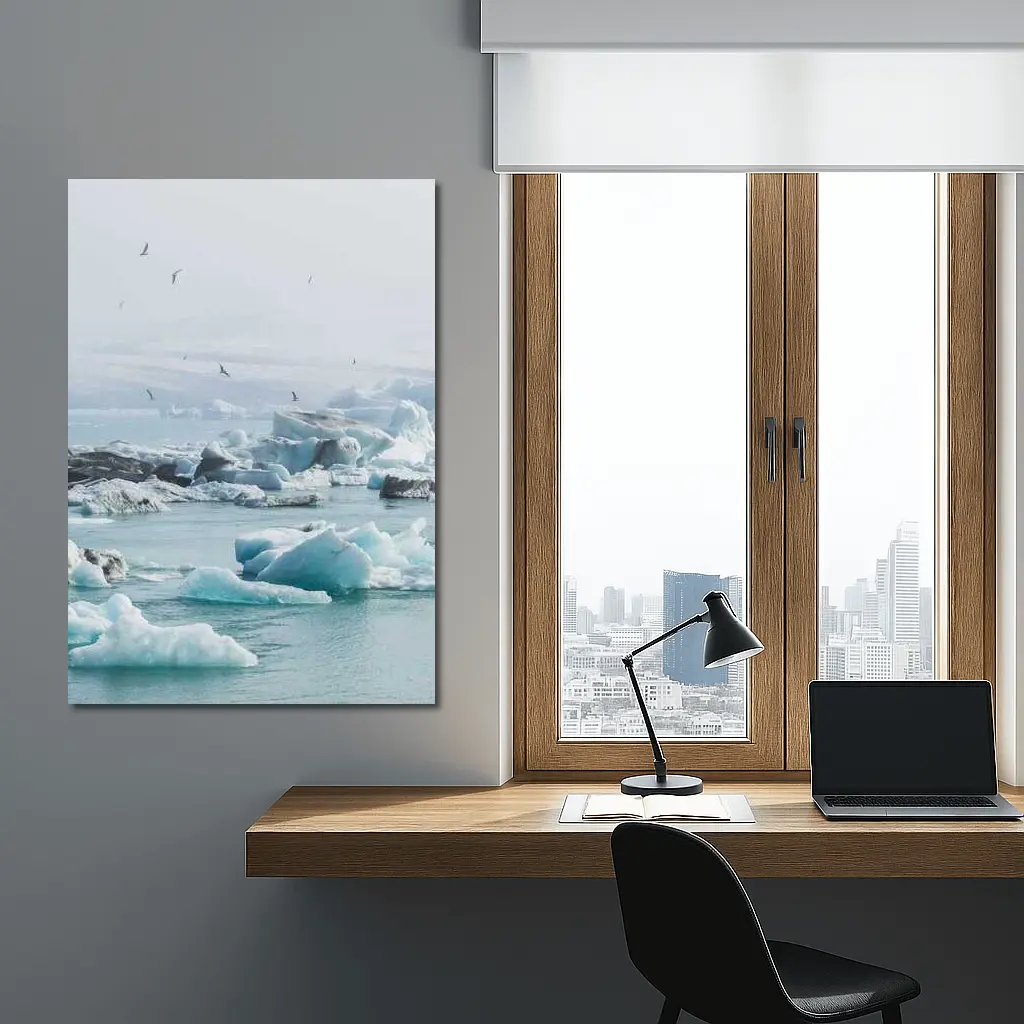 Icebergs Floating in Glacial Arctic Waters – Wall Art