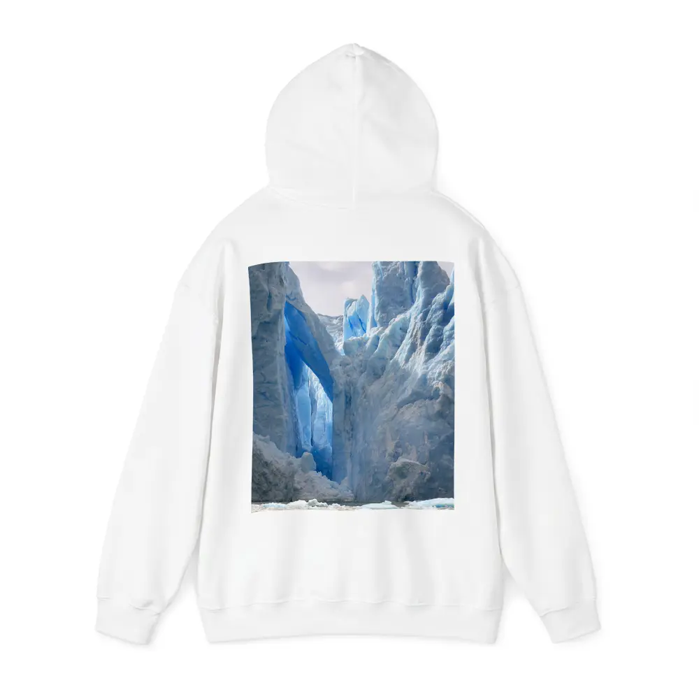 Red Boat Near Massive Blue Glacier Wall – Hoodies