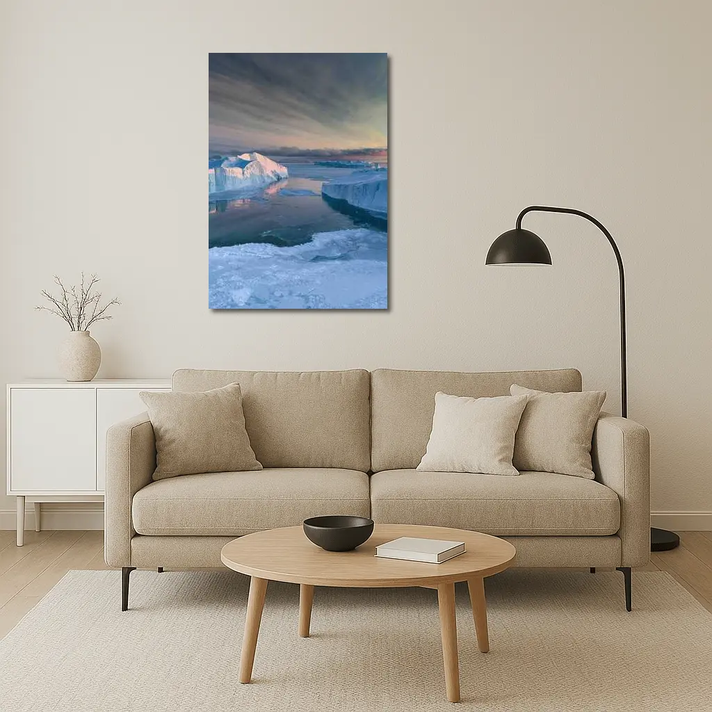 Arctic Icebergs Frozen Ocean Sunset Sky – Wall Art
