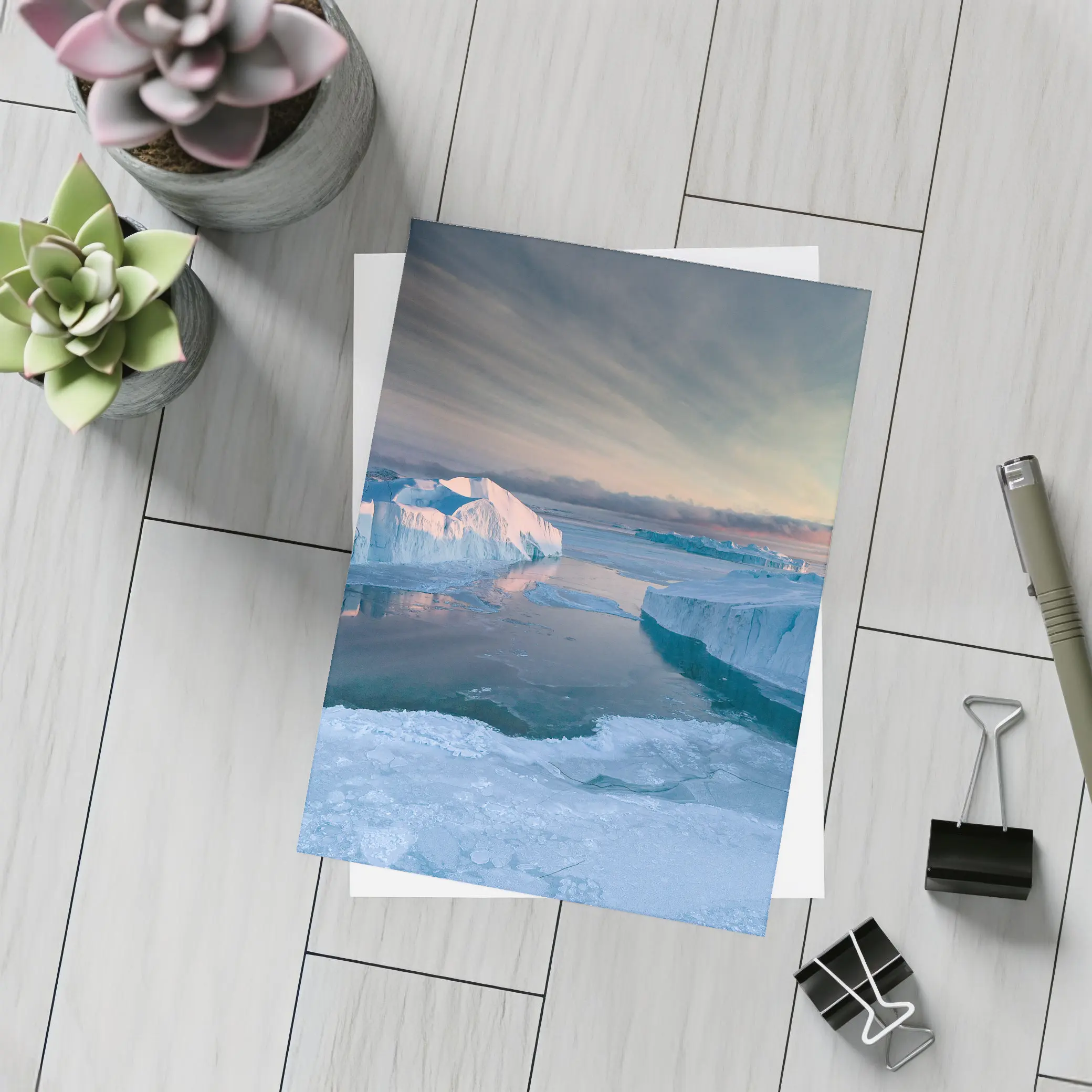 Arctic Icebergs Frozen Ocean Sunset Sky – Postcards