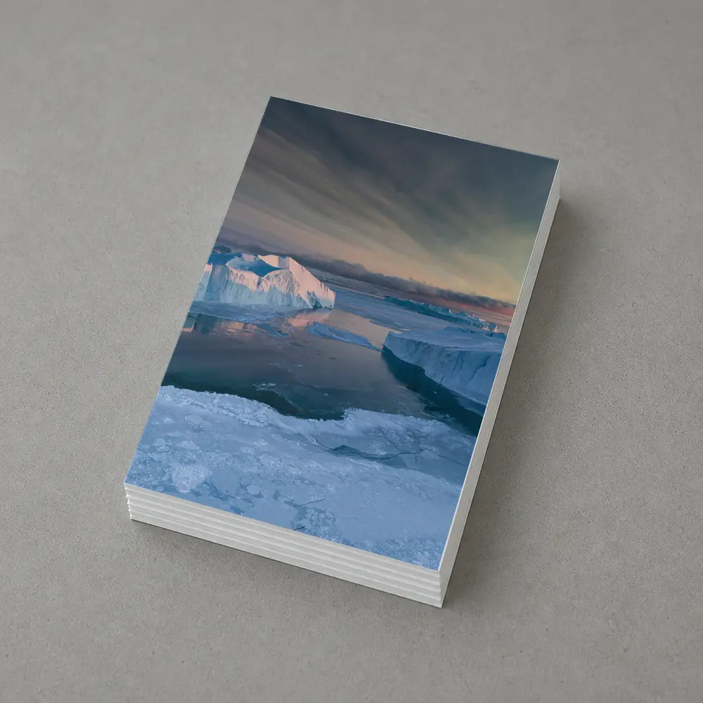 Arctic Icebergs Frozen Ocean Sunset Sky – Postcards