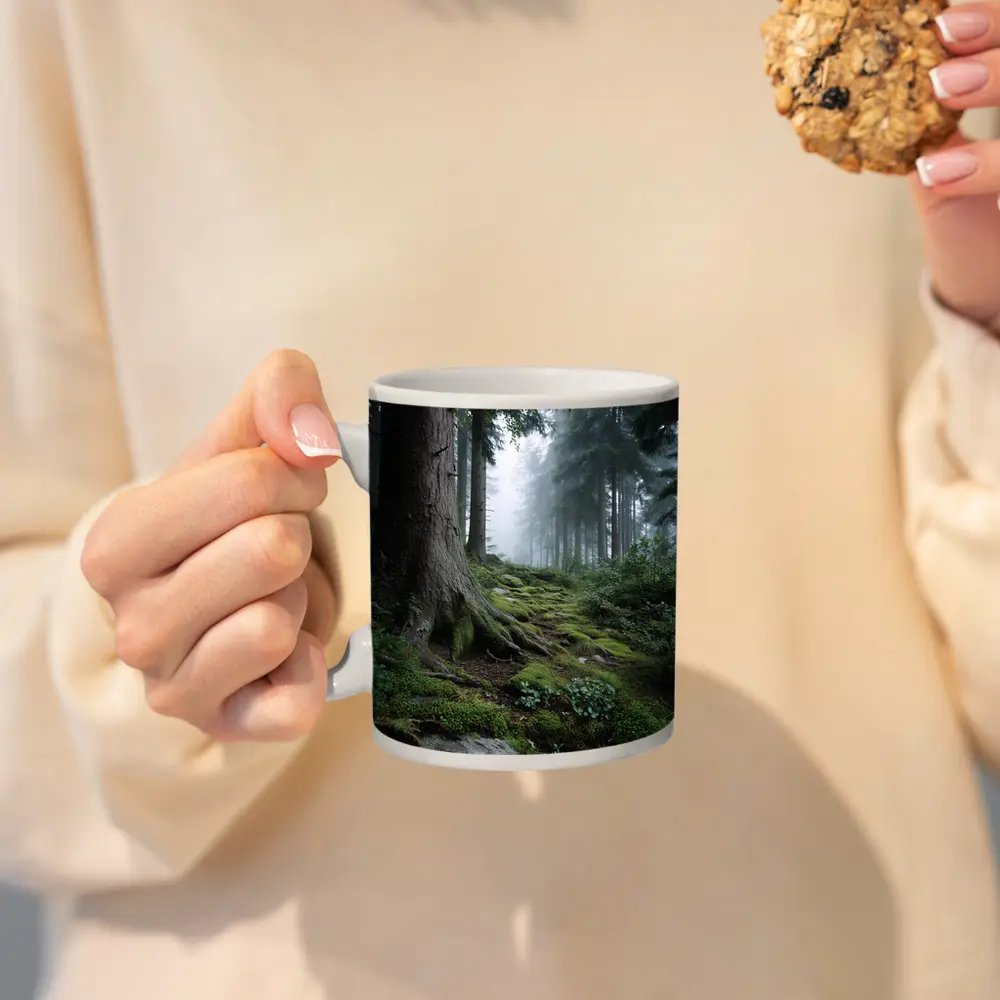 Misty Forest Path Mossy Roots Trees – Mugs